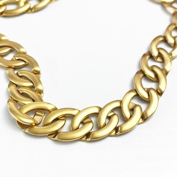 Monet Vintage Brushed Gold Link Collar Necklace - Picture 3 of 7